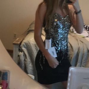 Sequin black tight homecoming dress